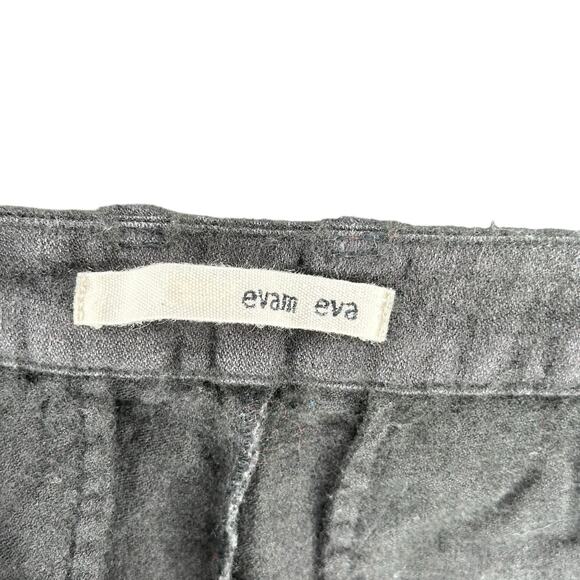 EVAM EVA Washed Black Linen Wool Straight Leg Pants Women's Size 6 Classic - Picture 10 of 11